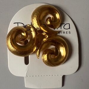 Vintage Dolce Vita Paris Gold Tone Swirl Brooch Statement Designer Pin